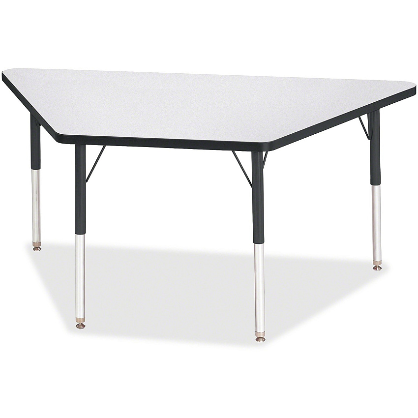 Jonti-Craft Berries Adult-Size Gray Laminate Trapezoid Table Black Trapezoid, Laminated Top - Four Leg Base - 4 Legs - Height Adjustable - 24" to 31" Adjustment - 60" Table Top Length x 30" Table Top Width x 1.13" Table Top Thickness - 31" He (6443JCA180)