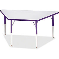 Jonti-Craft Berries Adult-Size Gray Laminate Trapezoid Table Laminated Trapezoid, Purple Top - Four Leg Base - 4 Legs - Height Adjustable - 24