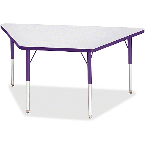 Jonti-Craft Berries Adult-Size Gray Laminate Trapezoid Table Laminated Trapezoid, Purple Top - Four Leg Base - 4 Legs - Height Adjustable - 24" to 31" Adjustment - 60" Table Top Length x 30" Table Top Width x 1.13" Table Top Thickness - 31" H (6443JCA004)