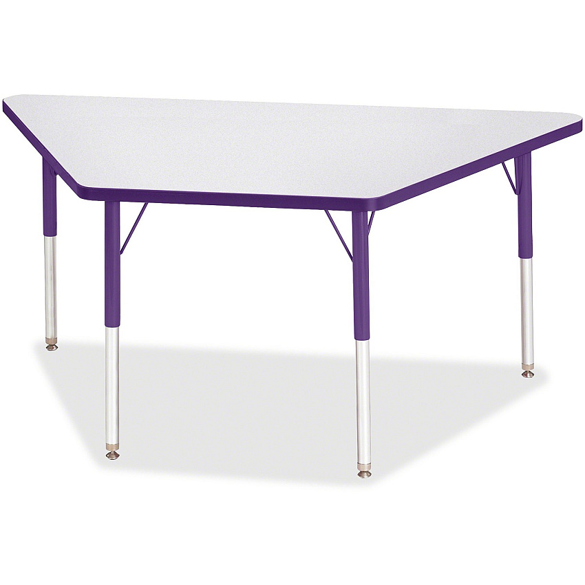 Jonti-Craft Berries Adult-Size Gray Laminate Trapezoid Table Laminated Trapezoid, Purple Top - Four Leg Base - 4 Legs - Height Adjustable - 24" to 31" Adjustment - 60" Table Top Length x 30" Table Top Width x 1.13" Table Top Thickness - 31" H (6443JCA004)
