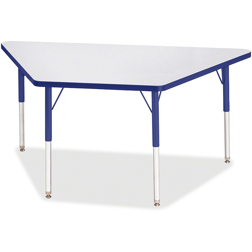 Jonti-Craft Berries Adult-Size Gray Laminate Trapezoid Table Gray Trapezoid, Laminated Top - Four Leg Base - 4 Legs - Height Adjustable - 24" to 31" Adjustment - 60" Table Top Length x 30" Table Top Width x 1.13" Table Top Thickness - 31" Hei (6443JCA003)