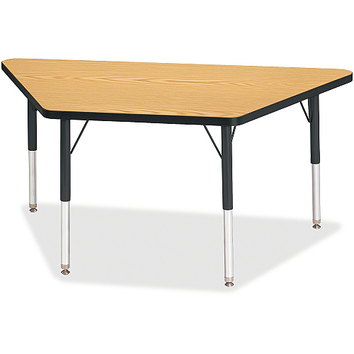 Jonti-Craft Berries Elementary Height Classic Trapezoid Table Black Oak Trapezoid, Laminated Top - Four Leg Base - 4 Legs - Height Adjustable - 15" to 24" Adjustment - 48" Table Top Length x 24" Table Top Width x 1.13" Table Top Thickness - 2 (6438JCE210)