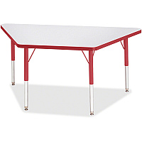 Jonti-Craft Berries Elementary Height Prism Edge Trapezoid Table Laminated Trapezoid, Red Top - Four Leg Base - 4 Legs - Height Adjustable - 15" to 24" Adjustment - 48" Table Top Length x 24" Table Top Width x 1.13" Table Top Thickness - 24"  (6438JCE008)