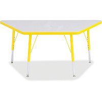 Jonti-Craft Berries Elementary Height Prism Edge Trapezoid Table Laminated Trapezoid, Yellow Top - Four Leg Base - 4 Legs - Height Adjustable - 15" to 24" Adjustment - 48" Table Top Length x 24" Table Top Width x 1.13" Table Top Thickness - 2 (6438JCE007)