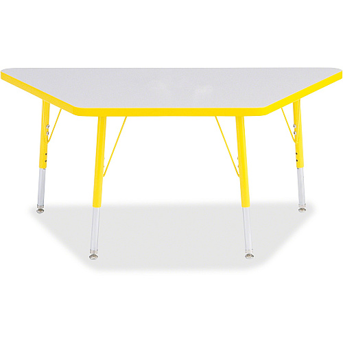 Jonti-Craft Berries Elementary Height Prism Edge Trapezoid Table Laminated Trapezoid, Yellow Top - Four Leg Base - 4 Legs - Height Adjustable - 15" to 24" Adjustment - 48" Table Top Length x 24" Table Top Width x 1.13" Table Top Thickness - 2 (6438JCE007)