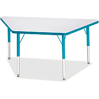 Jonti-Craft Berries Elementary Height Prism Edge Trapezoid Table Laminated Trapezoid, Teal Top - Four Leg Base - 4 Legs - Height Adjustable - 15" to 24" Adjustment - 48" Table Top Length x 24" Table Top Width x 1.13" Table Top Thickness - 24" (6438JCE005)
