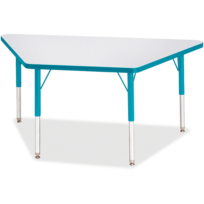 Jonti-Craft Berries Elementary Height Prism Edge Trapezoid Table Laminated Trapezoid, Teal Top - Four Leg Base - 4 Legs - Height Adjustable - 15" to 24" Adjustment - 48" Table Top Length x 24" Table Top Width x 1.13" Table Top Thickness - 24" (6438JCE005)