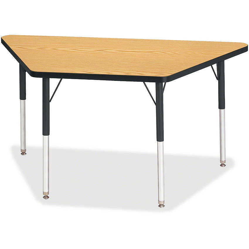 Jonti-Craft Berries Adult-Size Classic Color Trapezoid Table Black Oak Trapezoid, Laminated Top - Four Leg Base - 4 Legs - Height Adjustable - 24" to 31" Adjustment - 48" Table Top Length x 24" Table Top Width x 1.13" Table Top Thickness - 31 (6438JCA210)