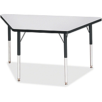 Jonti-Craft Berries Adult-Size Gray Laminate Trapezoid Table Black Trapezoid, Laminated Top - Four Leg Base - 4 Legs - Height Adjustable - 24