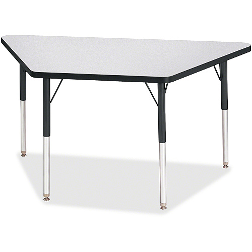 Jonti-Craft Berries Adult-Size Gray Laminate Trapezoid Table Black Trapezoid, Laminated Top - Four Leg Base - 4 Legs - Height Adjustable - 24" to 31" Adjustment - 48" Table Top Length x 24" Table Top Width x 1.13" Table Top Thickness - 31" He (6438JCA180)