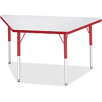 Jonti-Craft Berries Adult-Size Gray Laminate Trapezoid Table Laminated Trapezoid, Red Top - Four Leg Base - 4 Legs - Height Adjustable - 24