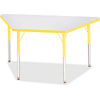 Jonti-Craft Berries Adult-Size Gray Laminate Trapezoid Table Laminated Trapezoid, Yellow Top - Four Leg Base - 4 Legs - Height Adjustable - 24