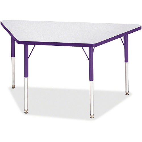 Jonti-Craft Berries Adult-Size Gray Laminate Trapezoid Table Laminated Trapezoid, Purple Top - Four Leg Base - 4 Legs - Height Adjustable - 24" to 31" Adjustment - 48" Table Top Length x 24" Table Top Width x 1.13" Table Top Thickness - 31" H (6438JCA004)