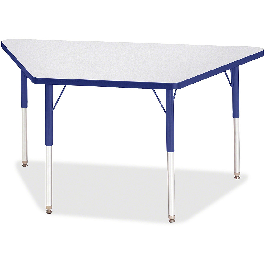 Jonti-Craft Berries Adult-Size Gray Laminate Trapezoid Table Gray Trapezoid, Laminated Top - Four Leg Base - 4 Legs - Height Adjustable - 24" to 31" Adjustment - 48" Table Top Length x 24" Table Top Width x 1.13" Table Top Thickness - 31" Hei (6438JCA003)