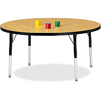 Berries Berries Elementary Height Color Top Round Table Gray Round Top - Four Leg Base - 4 Legs - Height Adjustable - 15" to 24" Adjustment x 1.13" Table Top Thickness x 48" Table Top Diameter - 24" Height - Art, Craft - Assembly Required - P (6433JCE210)