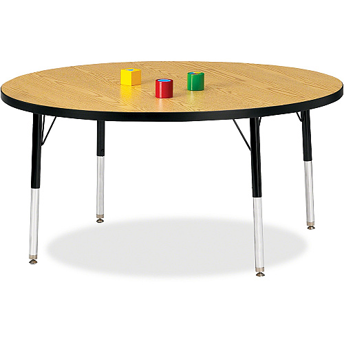 Berries Berries Elementary Height Color Top Round Table Gray Round Top - Four Leg Base - 4 Legs - Height Adjustable - 15" to 24" Adjustment x 1.13" Table Top Thickness x 48" Table Top Diameter - 24" Height - Art, Craft - Assembly Required - P (6433JCE210)