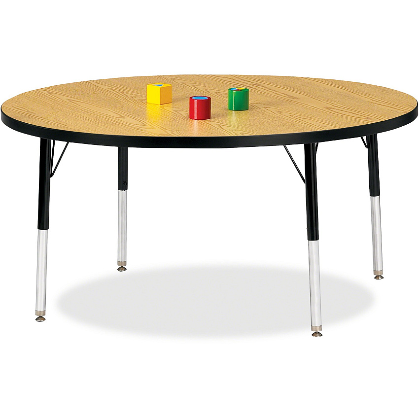 Berries Berries Elementary Height Color Top Round Table Gray Round Top - Four Leg Base - 4 Legs - Height Adjustable - 15" to 24" Adjustment x 1.13" Table Top Thickness x 48" Table Top Diameter - 24" Height - Art, Craft - Assembly Required - P (6433JCE210)