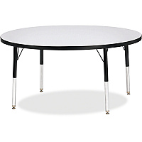 Jonti-Craft Berries Elementary Height Color Edge Round Table Black Round Top - Four Leg Base - 4 Legs - Height Adjustable - 15" to 24" Adjustment x 1.13" Table Top Thickness x 48" Table Top Diameter - 24" Height - Art, Craft - Assembly Requir (6433JCE180)