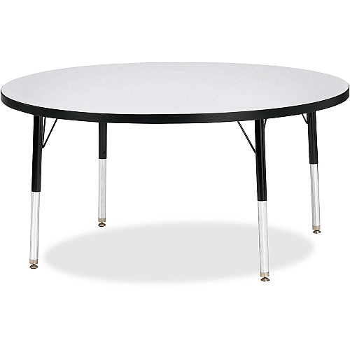 Jonti-Craft Berries Elementary Height Color Edge Round Table Black Round Top - Four Leg Base - 4 Legs - Height Adjustable - 15" to 24" Adjustment x 1.13" Table Top Thickness x 48" Table Top Diameter - 24" Height - Art, Craft - Assembly Requir (6433JCE180)