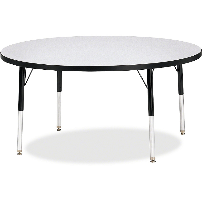 Jonti-Craft Berries Elementary Height Color Edge Round Table Black Round Top - Four Leg Base - 4 Legs - Height Adjustable - 15" to 24" Adjustment x 1.13" Table Top Thickness x 48" Table Top Diameter - 24" Height - Art, Craft - Assembly Requir (6433JCE180)