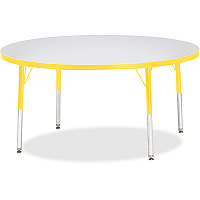 Jonti-Craft Berries Elementary Height Color Edge Round Table Yellow Round Top - Four Leg Base - 4 Legs - Height Adjustable - 15" to 24" Adjustment x 1.13" Table Top Thickness x 48" Table Top Diameter - 24" Height - Art, Craft - Assembly Requi (6433JCE007)