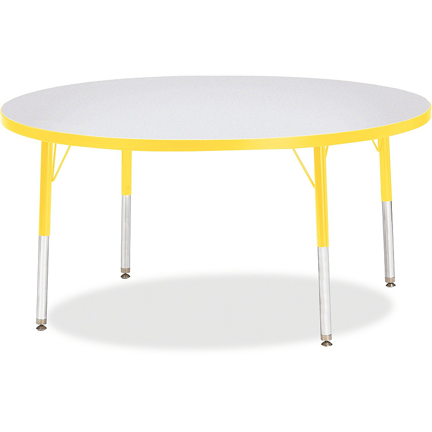 Jonti-Craft Berries Elementary Height Color Edge Round Table Yellow Round Top - Four Leg Base - 4 Legs - Height Adjustable - 15" to 24" Adjustment x 1.13" Table Top Thickness x 48" Table Top Diameter - 24" Height - Art, Craft - Assembly Requi (6433JCE007)