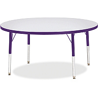 Jonti-Craft Berries Elementary Height Color Edge Round Table Purple Round Top - Four Leg Base - 4 Legs - Height Adjustable - 15" to 24" Adjustment x 1.13" Table Top Thickness x 48" Table Top Diameter - 24" Height - Art, Craft - Assembly Requi (6433JCE004)