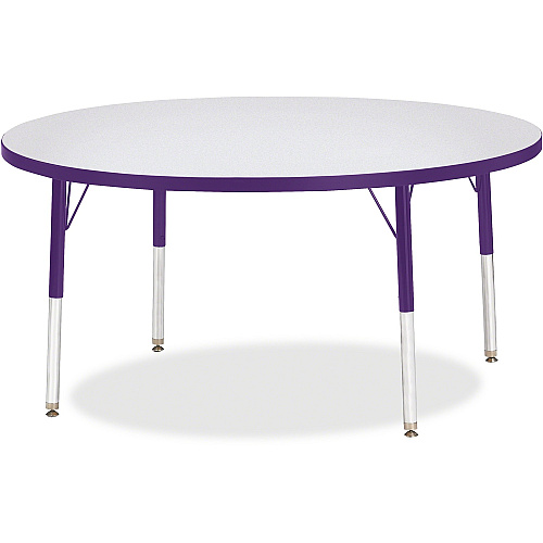Jonti-Craft Berries Elementary Height Color Edge Round Table Purple Round Top - Four Leg Base - 4 Legs - Height Adjustable - 15" to 24" Adjustment x 1.13" Table Top Thickness x 48" Table Top Diameter - 24" Height - Art, Craft - Assembly Requi (6433JCE004)