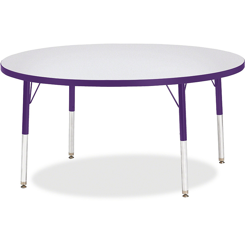Jonti-Craft Berries Elementary Height Color Edge Round Table Purple Round Top - Four Leg Base - 4 Legs - Height Adjustable - 15" to 24" Adjustment x 1.13" Table Top Thickness x 48" Table Top Diameter - 24" Height - Art, Craft - Assembly Requi (6433JCE004)