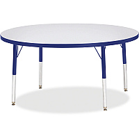 Jonti-Craft Berries Elementary Height Color Edge Round Table Blue Round Top - Four Leg Base - 4 Legs - Height Adjustable - 15" to 24" Adjustment x 1.13" Table Top Thickness x 48" Table Top Diameter - 24" Height - Art, Craft - Assembly Require (6433JCE003)