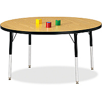 Jonti-Craft Berries Adult Height Color Top Round Table Black Oak Round, Laminated Top - Four Leg Base - 4 Legs - Height Adjustable - 24" to 31" Adjustment x 1.13" Table Top Thickness x 48" Table Top Diameter - 31" Height - Art, Craft - Assemb (6433JCA210)