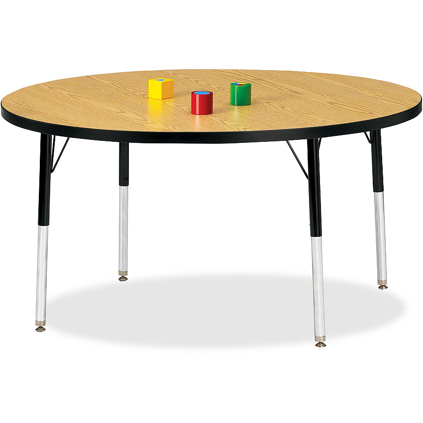Jonti-Craft Berries Adult Height Color Top Round Table Black Oak Round, Laminated Top - Four Leg Base - 4 Legs - Height Adjustable - 24" to 31" Adjustment x 1.13" Table Top Thickness x 48" Table Top Diameter - 31" Height - Art, Craft - Assemb (6433JCA210)