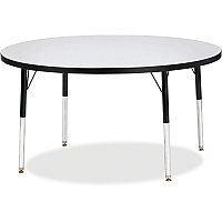 Jonti-Craft Berries Adult Height Color Edge Round Table Black Round, Laminated Top - Four Leg Base - 4 Legs - Height Adjustable - 24" to 31" Adjustment x 1.13" Table Top Thickness x 48" Table Top Diameter - 31" Height - Art, Craft - Assembly  (6433JCA180)