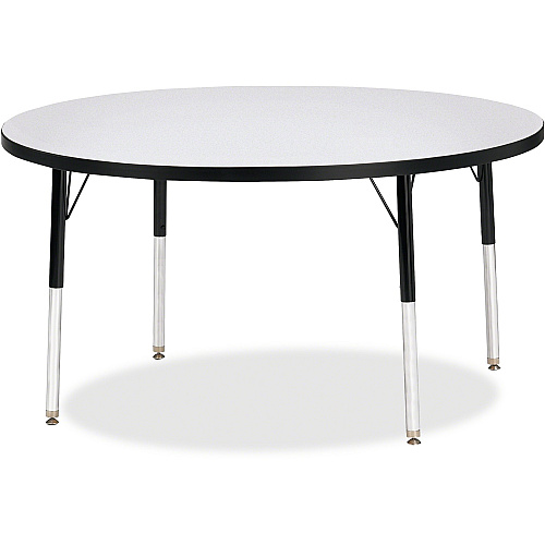 Jonti-Craft Berries Adult Height Color Edge Round Table Black Round, Laminated Top - Four Leg Base - 4 Legs - Height Adjustable - 24" to 31" Adjustment x 1.13" Table Top Thickness x 48" Table Top Diameter - 31" Height - Art, Craft - Assembly  (6433JCA180)