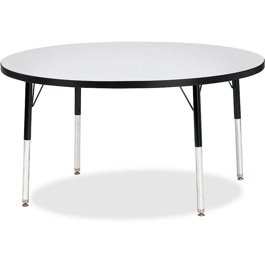 Jonti-Craft Berries Adult Height Color Edge Round Table Black Round, Laminated Top - Four Leg Base - 4 Legs - Height Adjustable - 24" to 31" Adjustment x 1.13" Table Top Thickness x 48" Table Top Diameter - 31" Height - Art, Craft - Assembly  (6433JCA180)