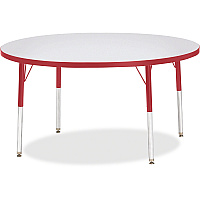 Jonti-Craft Berries Adult Height Color Edge Round Table Laminated Round, Red Top - Four Leg Base - 4 Legs - Height Adjustable - 24" to 31" Adjustment x 1.13" Table Top Thickness x 48" Table Top Diameter - 31" Height - Art, Craft - Assembly Re (6433JCA008)
