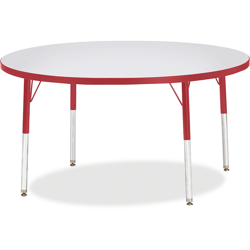 Jonti-Craft Berries Adult Height Color Edge Round Table Laminated Round, Red Top - Four Leg Base - 4 Legs - Height Adjustable - 24" to 31" Adjustment x 1.13" Table Top Thickness x 48" Table Top Diameter - 31" Height - Art, Craft - Assembly Re (6433JCA008)
