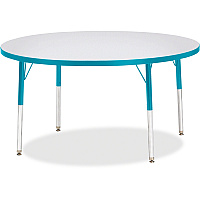 Jonti-Craft Berries Adult Height Color Edge Round Table Laminated Round, Teal Top - Four Leg Base - 4 Legs - Height Adjustable - 24" to 31" Adjustment x 1.13" Table Top Thickness x 48" Table Top Diameter - 31" Height - Art, Craft - Assembly R (6433JCA005)