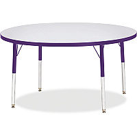 Jonti-Craft Berries Adult Height Color Edge Round Table Laminated Round, Purple Top - Four Leg Base - 4 Legs - Height Adjustable - 24" to 31" Adjustment x 1.13" Table Top Thickness x 48" Table Top Diameter - 31" Height - Art, Craft - Assembly (6433JCA004)
