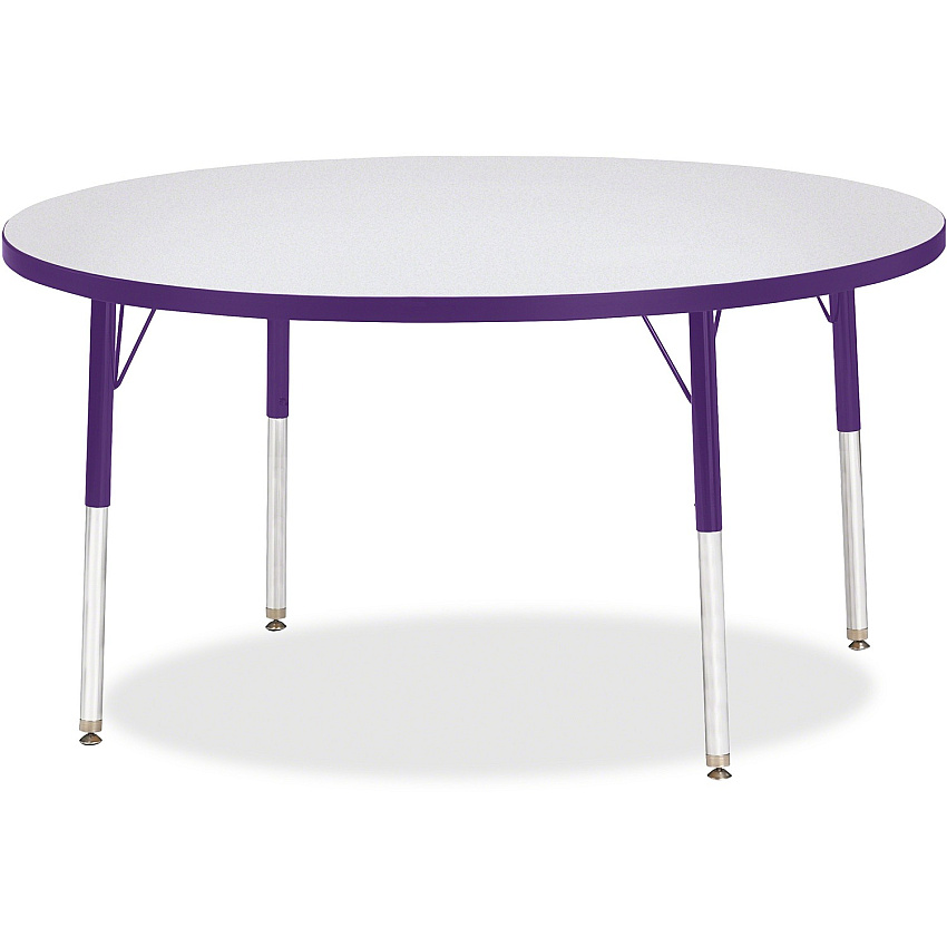 Jonti-Craft Berries Adult Height Color Edge Round Table Laminated Round, Purple Top - Four Leg Base - 4 Legs - Height Adjustable - 24" to 31" Adjustment x 1.13" Table Top Thickness x 48" Table Top Diameter - 31" Height - Art, Craft - Assembly (6433JCA004)