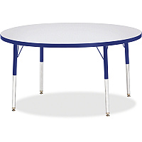 Jonti-Craft Berries Adult Height Color Edge Round Table Gray Round, Laminated Top - Four Leg Base - 4 Legs - Height Adjustable - 24" to 31" Adjustment x 1.13" Table Top Thickness x 48" Table Top Diameter - 31" Height - Art, Craft - Assembly R (6433JCA003)