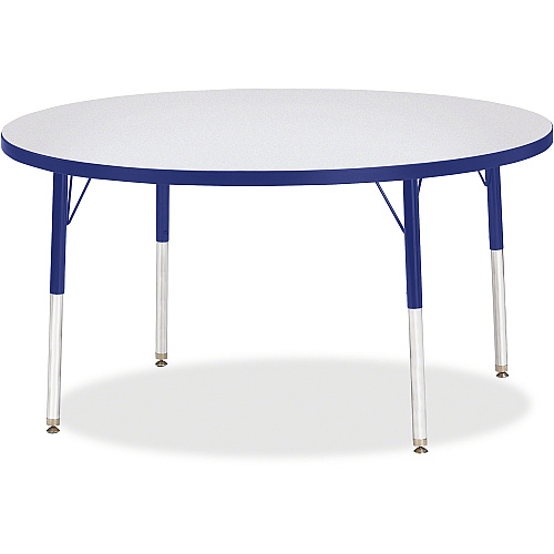 Jonti-Craft Berries Adult Height Color Edge Round Table Gray Round, Laminated Top - Four Leg Base - 4 Legs - Height Adjustable - 24" to 31" Adjustment x 1.13" Table Top Thickness x 48" Table Top Diameter - 31" Height - Art, Craft - Assembly R (6433JCA003)