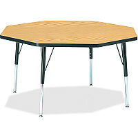 Jonti-Craft Berries Elementary Height Color Top Octagon Table Black Oak Octagonal, Laminated Top - Four Leg Base - 4 Legs - Height Adjustable - 15" to 24" Adjustment x 1.13" Table Top Thickness x 48" Table Top Diameter - 24" Height - Art, Cra (6428JCE210)