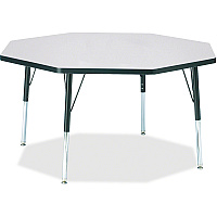 Berries Berries Elementary Height Color Edge Octagon Table Gray Octagonal Top - Four Leg Base - 4 Legs - Height Adjustable - 15" to 24" Adjustment x 1.13" Table Top Thickness x 48" Table Top Diameter - 24" Height - Art, Craft - Assembly Requi (6428JCE180)