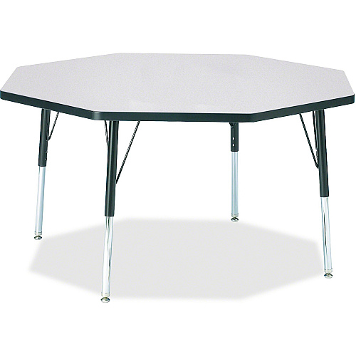 Berries Berries Elementary Height Color Edge Octagon Table Gray Octagonal Top - Four Leg Base - 4 Legs - Height Adjustable - 15" to 24" Adjustment x 1.13" Table Top Thickness x 48" Table Top Diameter - 24" Height - Art, Craft - Assembly Requi (6428JCE180)