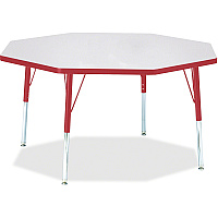 Jonti-Craft Berries Elementary Height Color Edge Octagon Table Laminated Octagonal, Red Top - Four Leg Base - 4 Legs - Height Adjustable - 15" to 24" Adjustment x 1.13" Table Top Thickness x 48" Table Top Diameter - 24" Height - Art, Craft -  (6428JCE008)