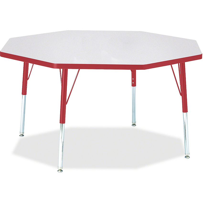 Jonti-Craft Berries Elementary Height Color Edge Octagon Table Laminated Octagonal, Red Top - Four Leg Base - 4 Legs - Height Adjustable - 15" to 24" Adjustment x 1.13" Table Top Thickness x 48" Table Top Diameter - 24" Height - Art, Craft -  (6428JCE008)
