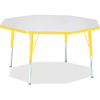 Jonti-Craft Berries Elementary Height Color Edge Octagon Table Laminated Octagonal, Yellow Top - Four Leg Base - 4 Legs - Height Adjustable - 15" to 24" Adjustment x 1.13" Table Top Thickness x 48" Table Top Diameter - 24" Height - Art, Craft (6428JCE007)