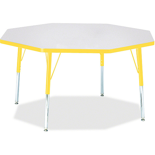 Jonti-Craft Berries Elementary Height Color Edge Octagon Table Laminated Octagonal, Yellow Top - Four Leg Base - 4 Legs - Height Adjustable - 15" to 24" Adjustment x 1.13" Table Top Thickness x 48" Table Top Diameter - 24" Height - Art, Craft (6428JCE007)