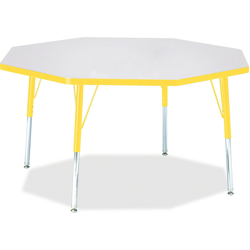 Jonti-Craft Berries Elementary Height Color Edge Octagon Table Laminated Octagonal, Yellow Top - Four Leg Base - 4 Legs - Height Adjustable - 15" to 24" Adjustment x 1.13" Table Top Thickness x 48" Table Top Diameter - 24" Height - Art, Craft (6428JCE007)
